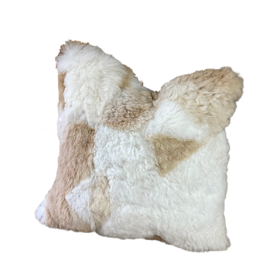 Alpaca Fur Cushion - Beige & Natural White