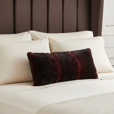 luxury cushion rabbit fur burgundy