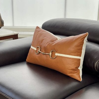 Horsebit Cushion - Tan Leather